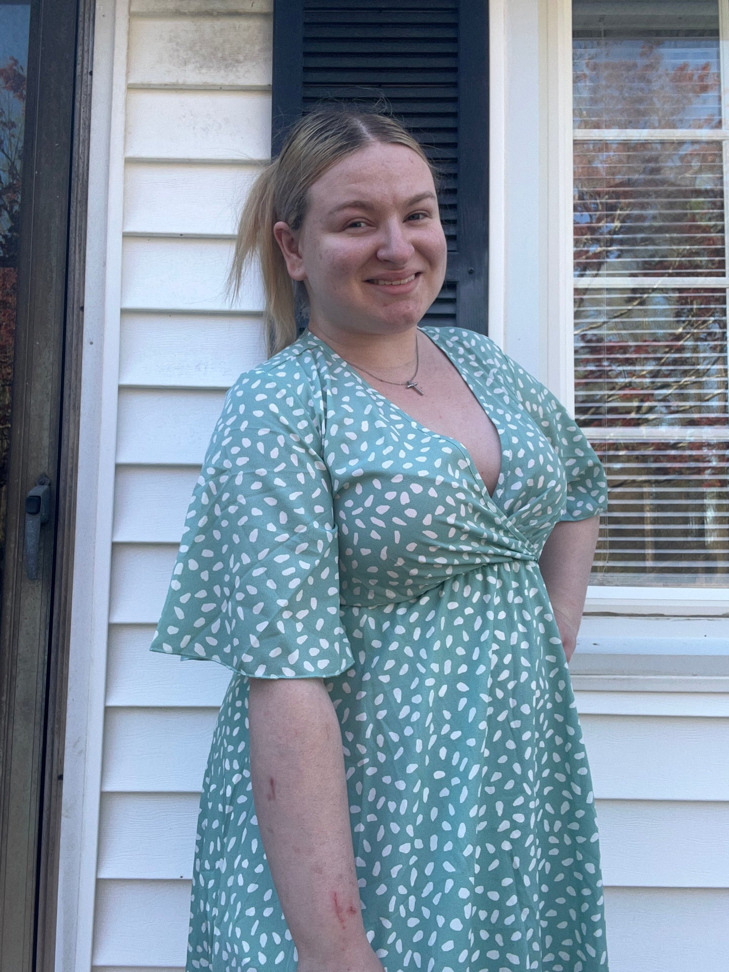 Bohemian Mint Colored Leopard Print Mini Dress