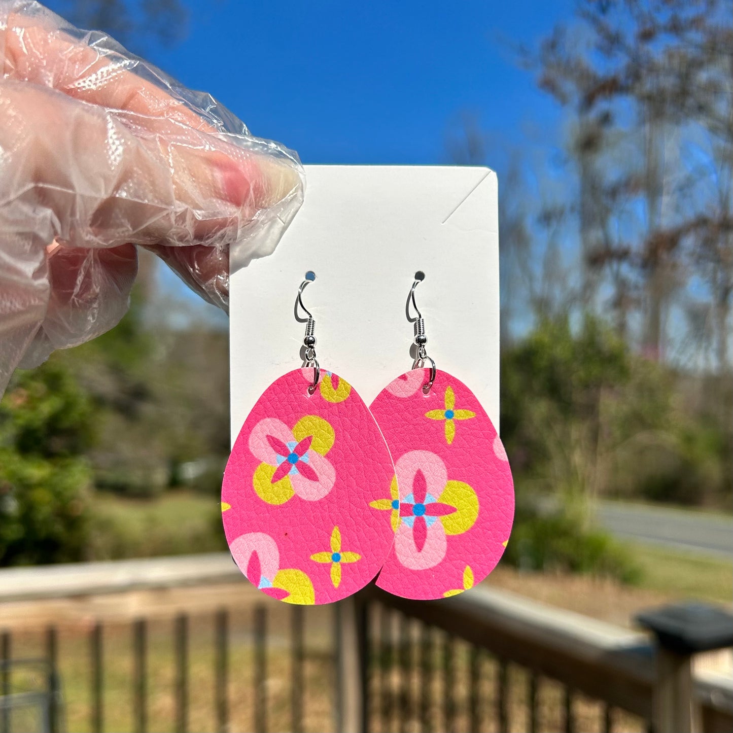 Easter Double Sided Faux Leather Earrings