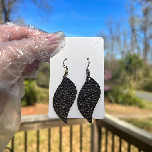 Faux Leather Feather Earrings